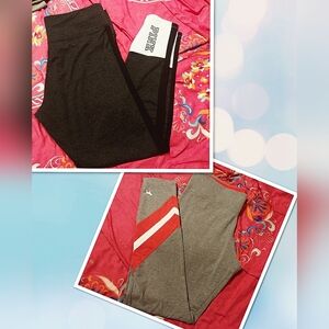 PINK Victoria's Secret Women's Red,Gray, and Black Leggings Size L